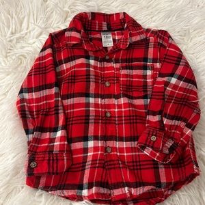 Toddler boys flannel plaid button down